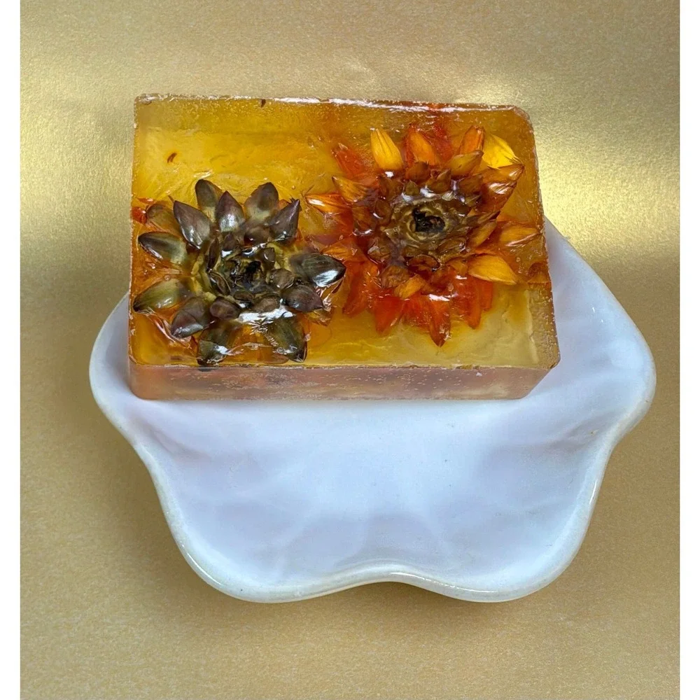 🌼 Unscented Handmade Glycerin Soap ✨ Naturally Colored Chrysanthemums
